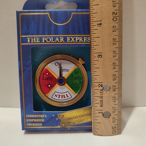 The Polar Express Conductors Stopwatch Spinning Pin Badge Official Collectible - Picture 3 of 3